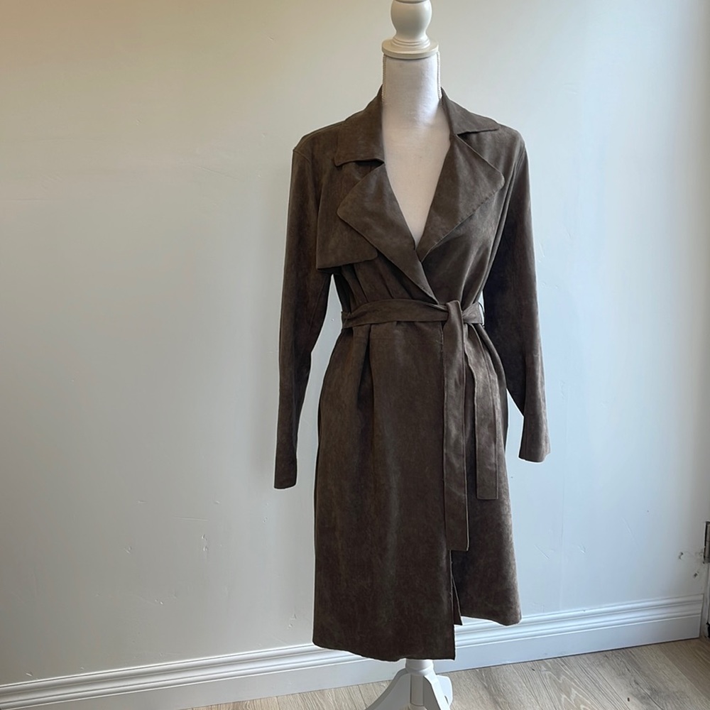 BLANK NYC- faux sued trench coat